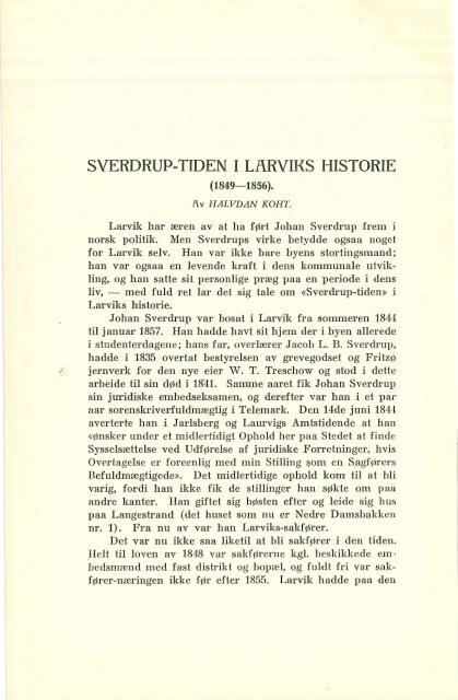 Sverdrup-tiden i Larviks historie (1849-1856)