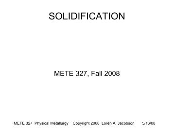 Solidification Notes