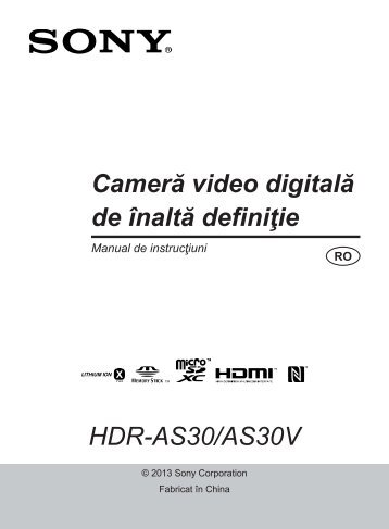 Sony HDR-AS30VB - HDR-AS30VB Mode d'emploi Roumain