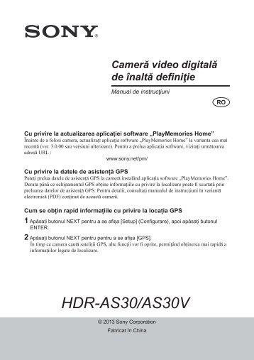 Sony HDR-AS30VB - HDR-AS30VB DÃ©pliant Roumain