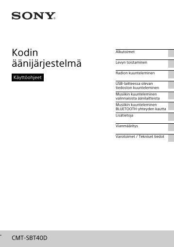 Sony CMT-SBT40D - CMT-SBT40D Istruzioni per l'uso Finlandese
