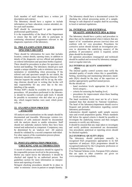 Cytogenetic Guidelines and Quality Assurance - EuroGentest