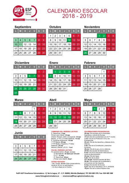 Calendario Escolar 2018 19