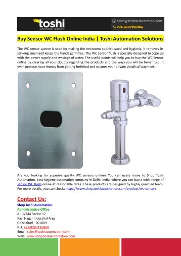 Buy Sensor WC Flush Online India-Toshi Automation Solutions