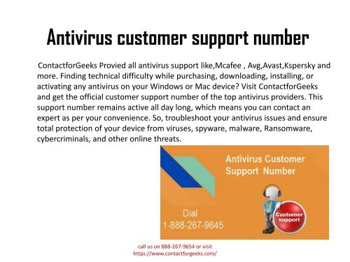 Antivirus customer support