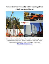 Contact Gold Coast Cranes Pty Ltd to Hire a Large Fleet of Fully Maintained Cranes