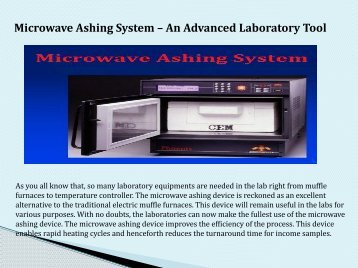 Microwave Ashing System – An Advanced Laboratory Tool