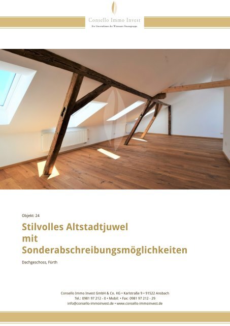 Exposé Objekt 24 - 2 Zimmer Dachgeschoss-Wohnung in der Theaterstraße Fürth