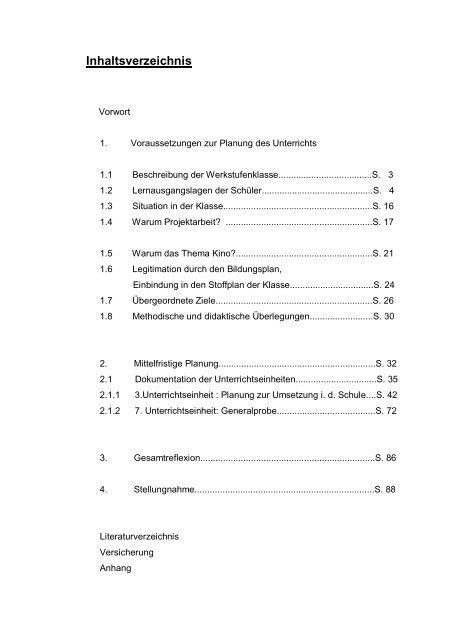 Reflexion, tatsächlicher Verlauf - Gustav-Werner-Schule