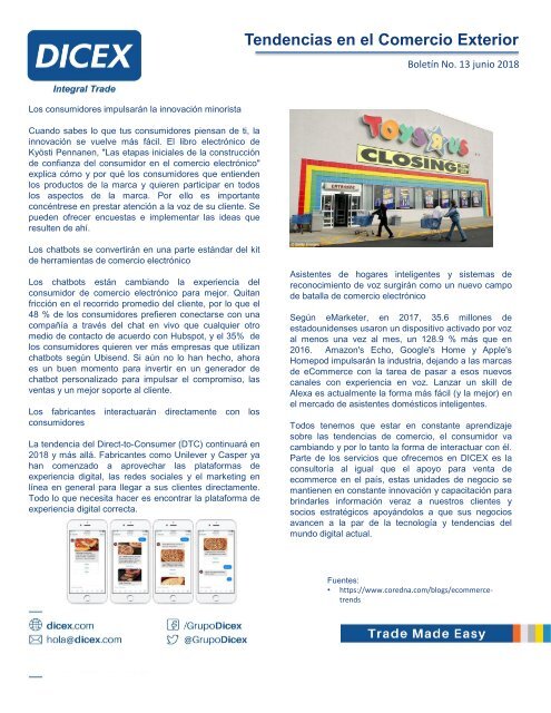 Boletines DICEX 2018.