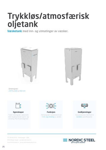 Trykkløs atmosfærisk oljetank