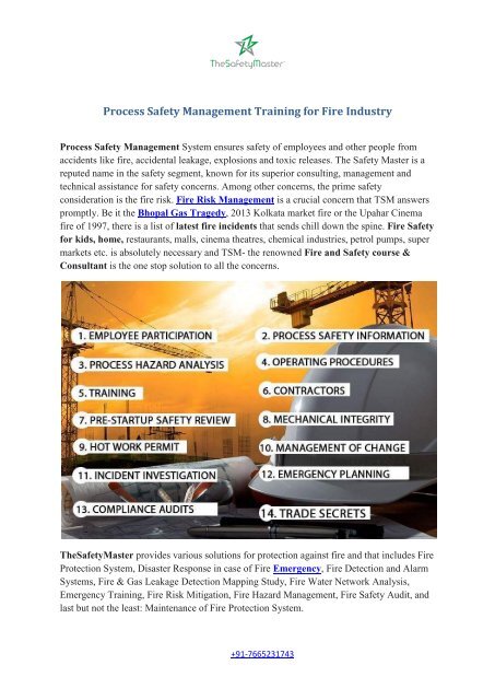 Process Safety Management Training for Fire Industry 11.6.18