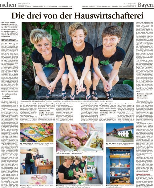 Artikel vom 15.9.2018 im Münchner Merkur