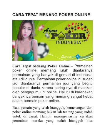 CARA TEPAT MENANG POKER ONLINE