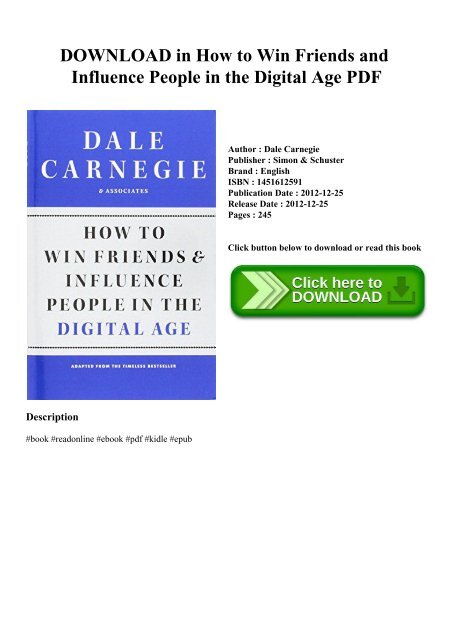 DOWNLOAD in [PDF] How to Win Friends and Influence People in the Digital  Age PDF