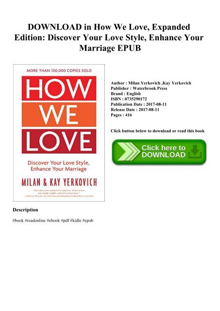 DOWNLOAD in [PDF] How We Love Expanded Edition Discover Your Love Style