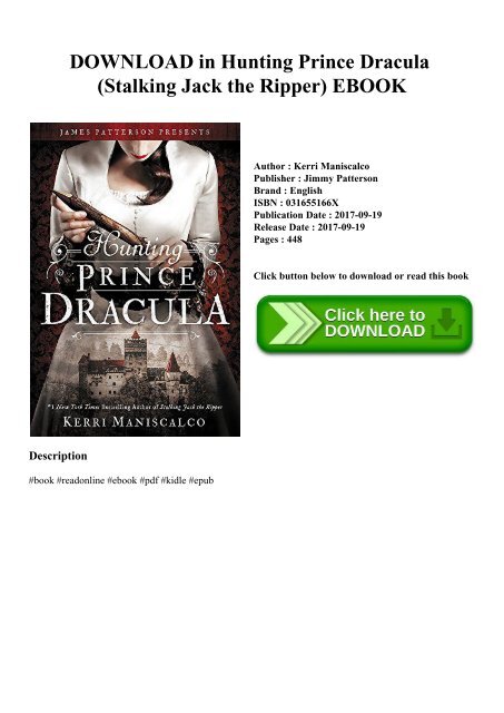 2018, Trade Paperback for sale online Hunting Prince Dracula by Kerri Maniscalco Stalking Jack the Ripper Ser. 