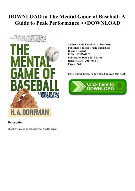 DOWNLOAD In PDF The Mental Game Of Baseball A Guide To Peak 