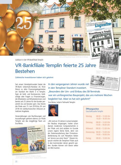 Depesche der VR-Bank Uckermark-Randow eG Ausgabe 2-2018