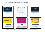 Our Full Range of Gift Cards and Vouchers