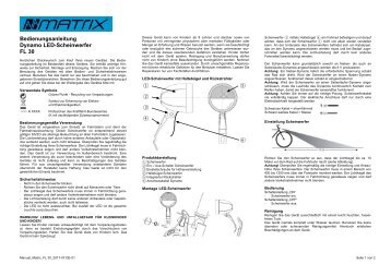 Bedienungsanleitung Dynamo LED-Scheinwerfer FL 30