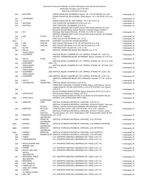 Automotive Component Holdings, LLC (ACH ... - Hilco Trading