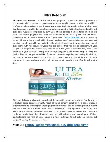 Ultra Keto Slim : Increase Metabolsim To Reduce The Belly Fat 