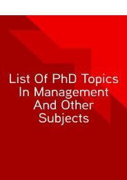 List of PhD Topics in Management and Other Subjects