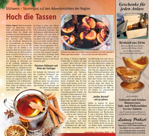 Tassilo, Ausgabe November/Dezember 2018 - Das Magazin rund um Weilheim und die Seen