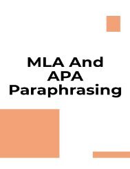 MLA And APA Paraphrasing