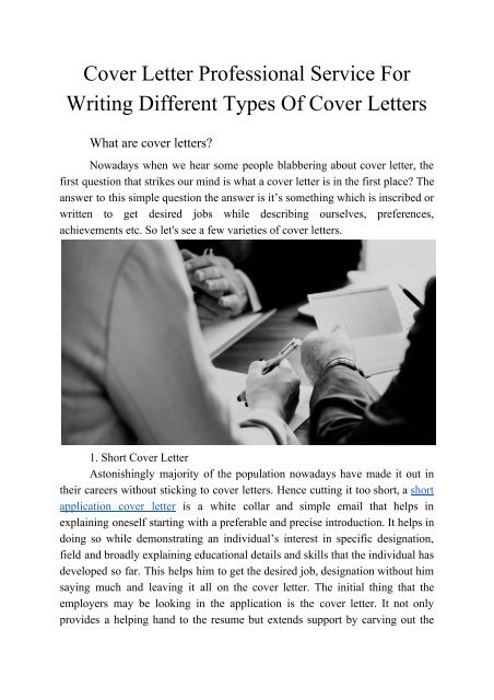 Cover Letter Professional Service for Writing Different Types of Cover Letters