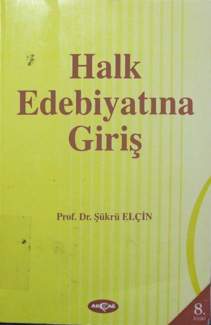 Halk Edebiyatina Giris Sukru Elcin