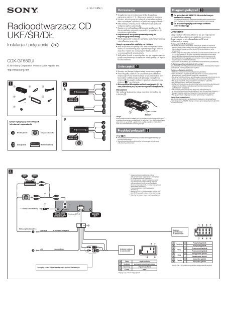 Sony CDX-GT550UI - CDX-GT550UI Guide d'installation Polonais