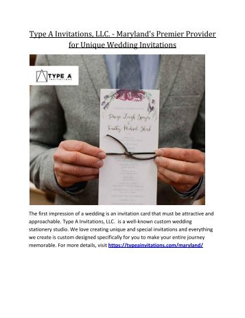 Type A Invitations, LLC. - Maryland&#039;s Premier Provider for Unique Wedding Invitations
