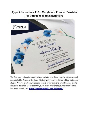 Type A Invitations, LLC. - Marylands Premier Provider for Unique Wedding Invitations