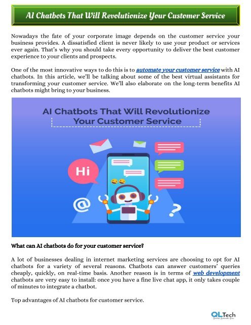 AI Chatbots That Will Revolutionize Your Customer Service