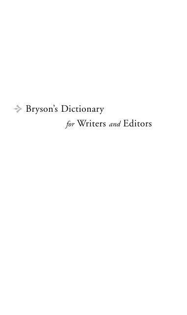 Bryson•s Dictionary for Writers and Editors