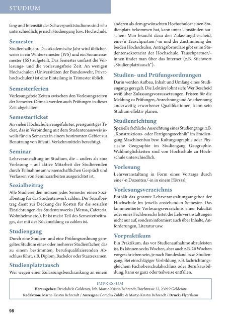 Studium & Ausbildung Herbst / Winter  2018/19