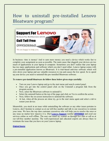 How to uninstall pre-installed Lenovo Bloatware program?