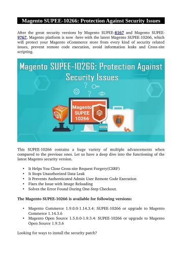 Magento SUPEE-10266: Protection Against Security Issues