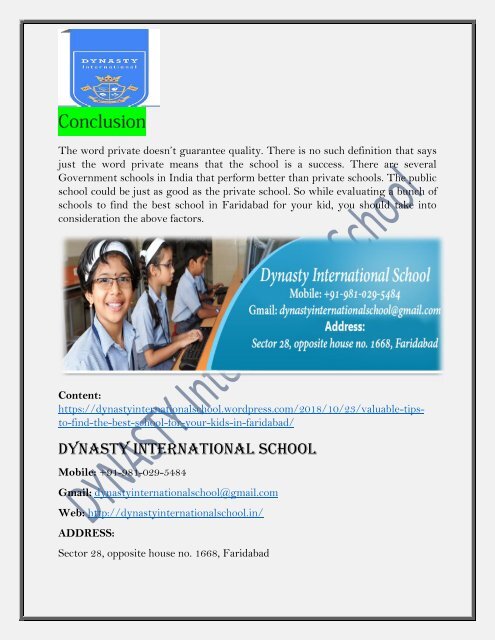 Valuable Tips to Find the Best School for Your Kids in Faridabad