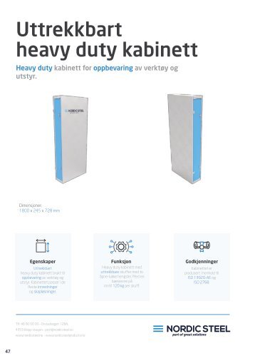 Uttrekkbart heavy duty kabinett