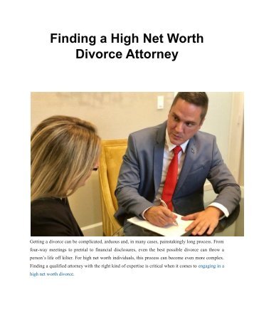 Finding a High Net Worth Divorce Attorney