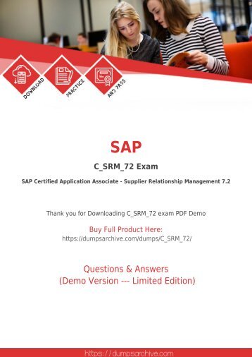 [Updated] SAP C_SRM_72 Dumps - SAP Supplier Relationship Management 7.2 C_SRM_72 Dumps PDF