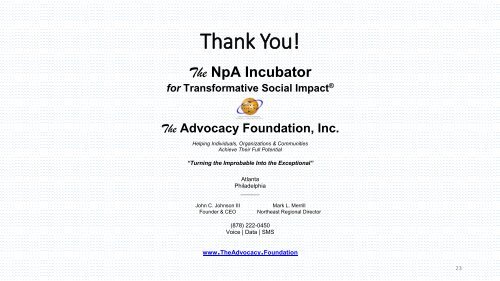 The NpA Incubator - Introduction (full slides)
