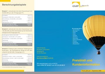 Preisblatt und Kundeninformation - Gasversorgung Pforzheim Land ...