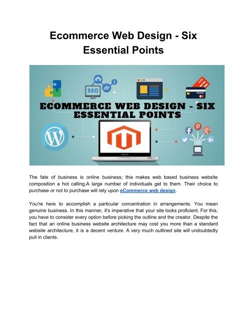 Ecommerce Web Design - Six Essential Points