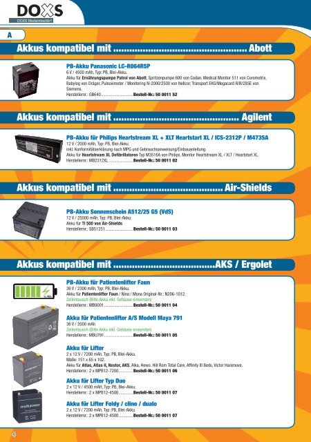 DOXS Premium-Akkus und Zubehör V01 Versand inkl. Preisliste