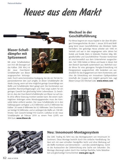 Jagd & Natur Ausgabe November 2018 | Vorschau