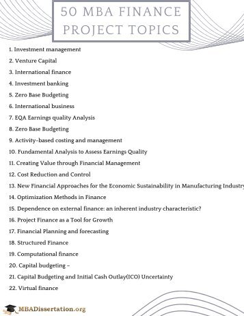 MBA Finance Project Topics